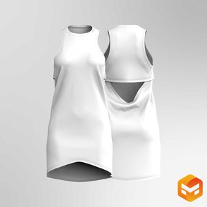 Ladies Overlapping Back Cut Out Tank Dress - 3D Garment